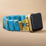 Blue Apple Watch Band With Beads Stretchable  For Women