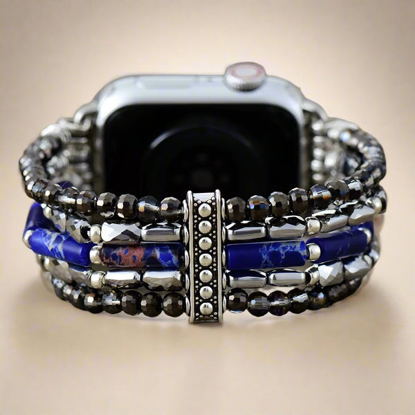 Blue Sky Beaded Apple Watch Band - Moon Dance Charms