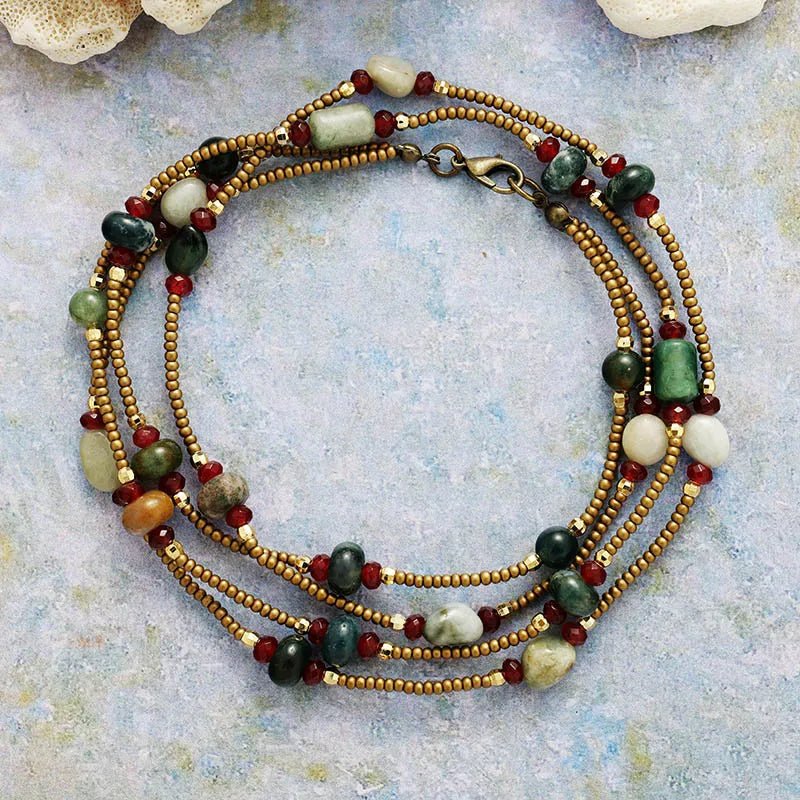 Bohemia Seed Bead & Natural Stone Necklace - Moon Dance Charms