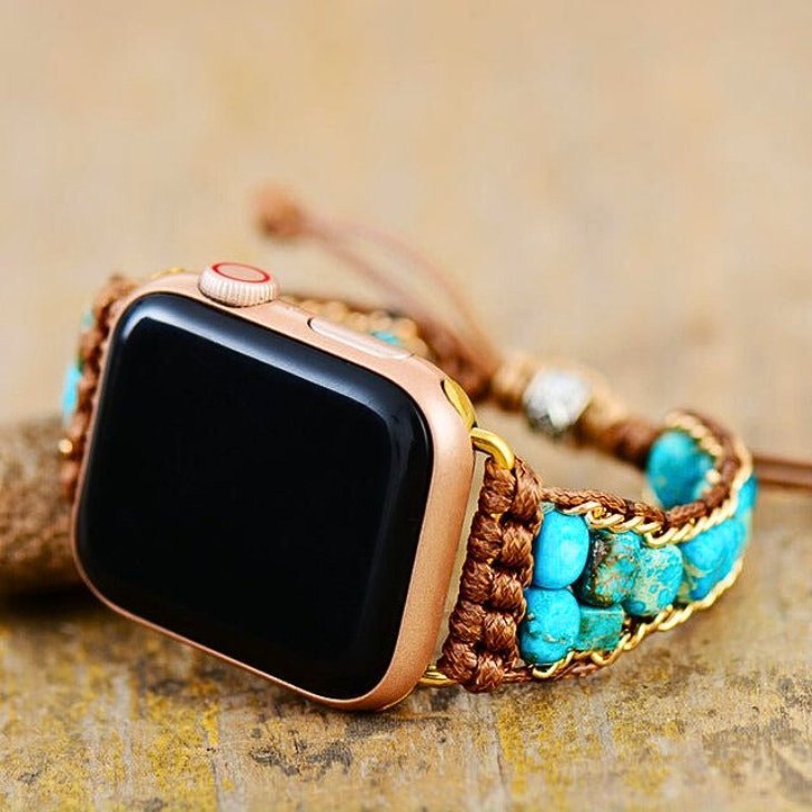 Boho Apple Watch Band With Turquoise - Moon Dance Charms