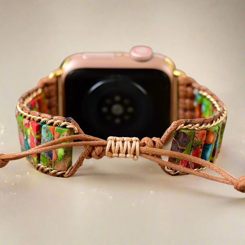 Boho Apple Watch Strap Beaded Imperial Jasper - Moon Dance Charms