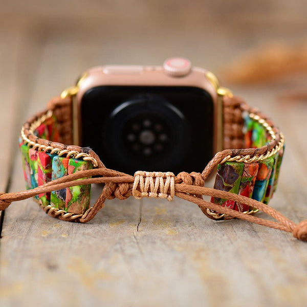 Boho Apple Watch Strap Beaded Imperial Jasper - Moon Dance Charms