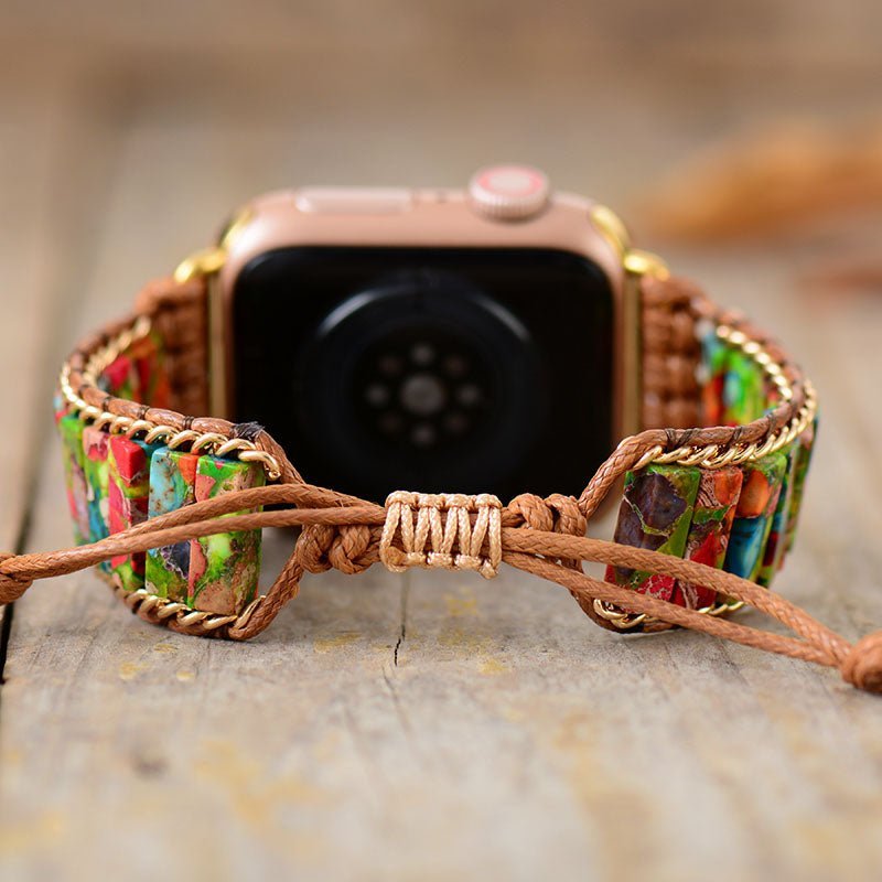 Boho Apple Watch Strap Beaded Imperial Jasper - Moon Dance Charms