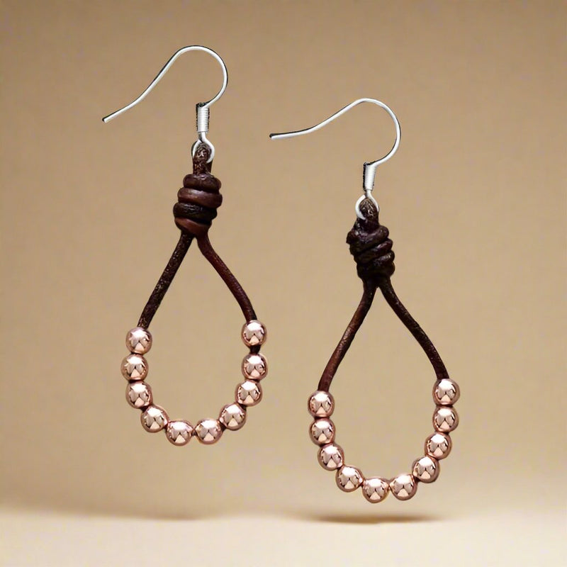 boho leather and beads earrings