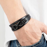 Bracelet en cuir Infini pour hommes - Noir