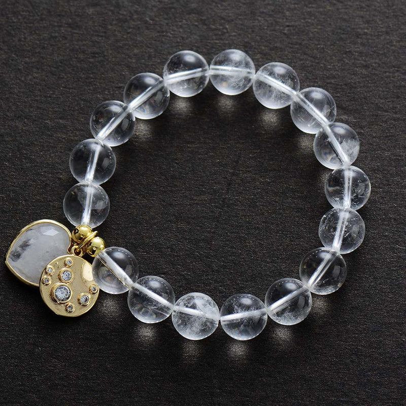 Clear Quartz Crystal Bracelet Moon Dance Charms