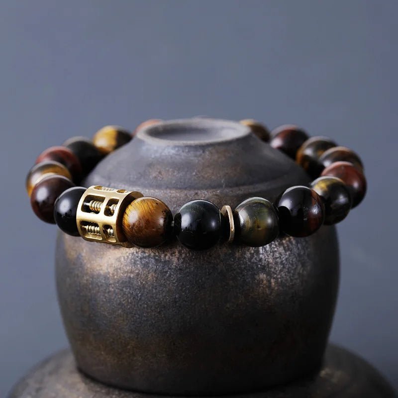 Double Protection Bracelet with Tiger Eye & Black Onyx – Boost Confidence & Protection - Moon Dance Charms