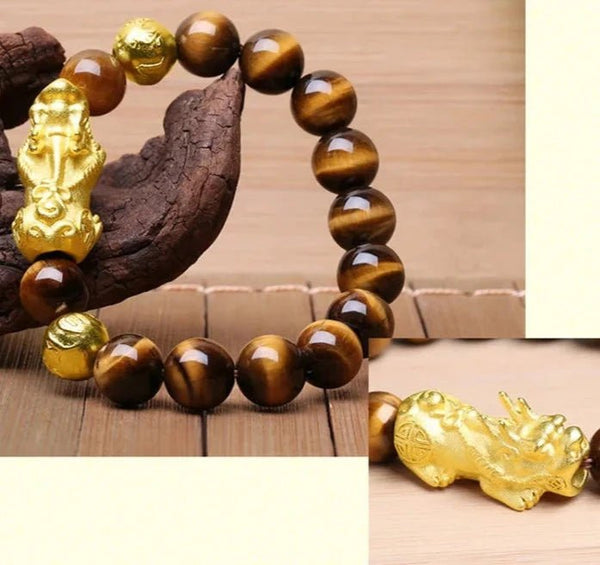 Feng Shui and Tiger Eye Bracelet For Wealth & Protection - Moon Dance Charms