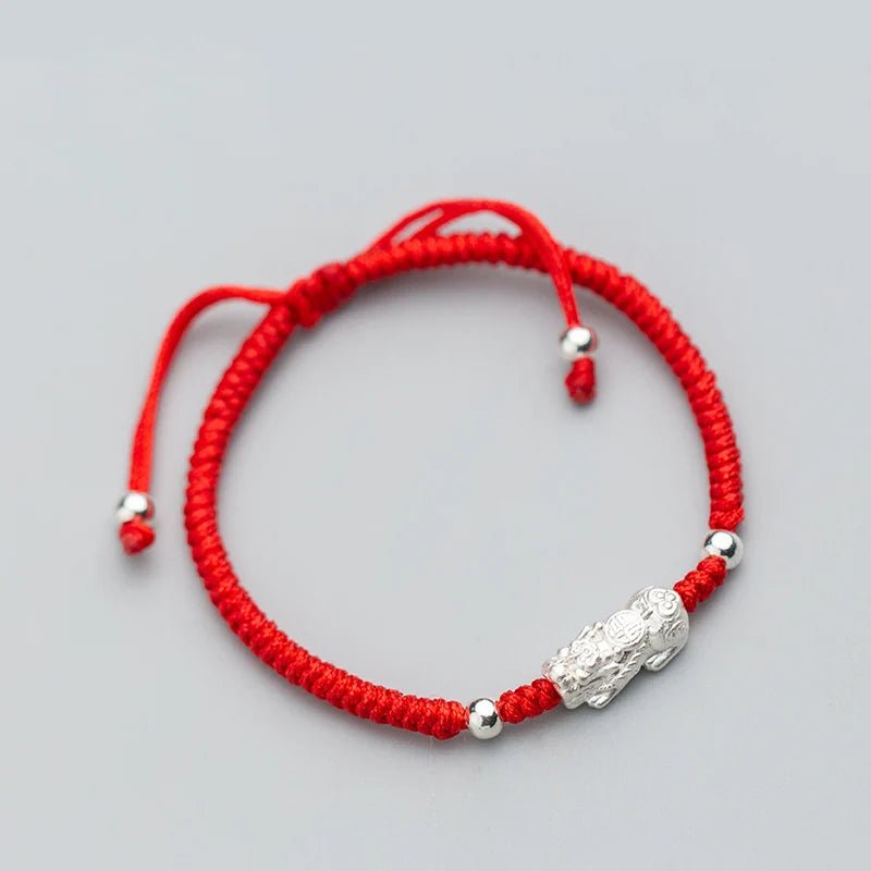 Feng Shui Red String Bracelet in Silver - Moon Dance Charms