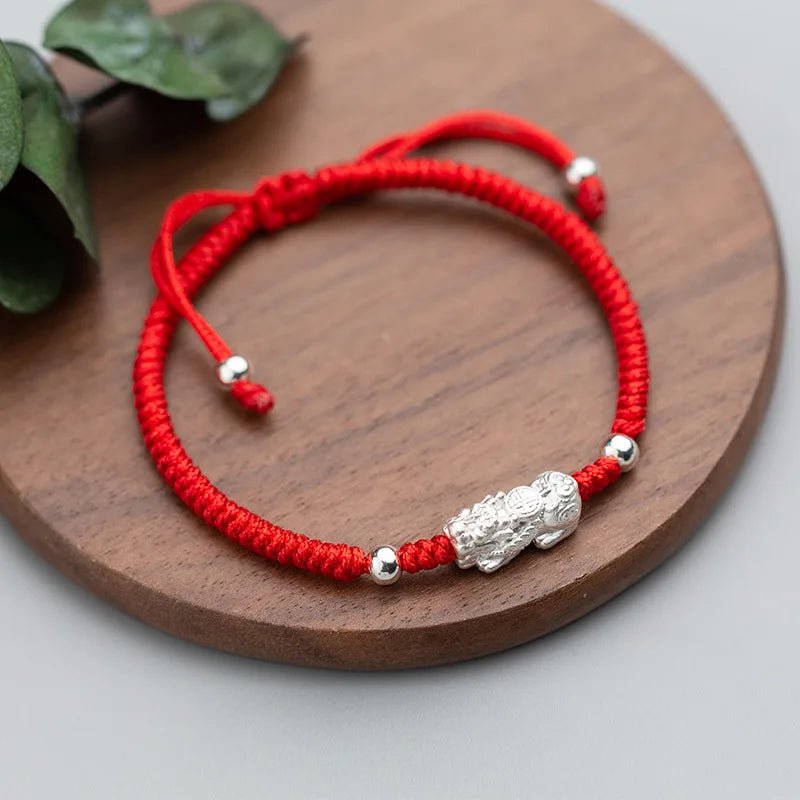 Feng Shui Red String Bracelet in Silver - Moon Dance Charms