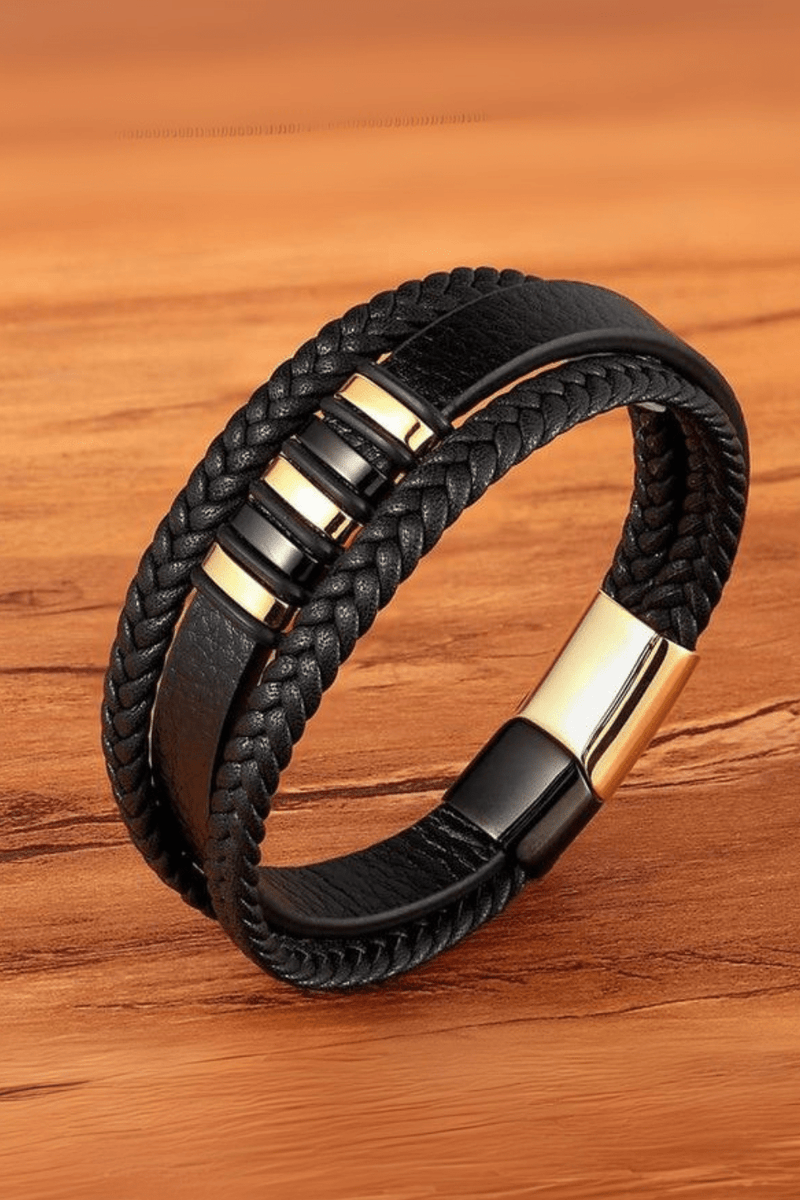 Force & Power Leather Bracelet for Men - Moon Dance Charms