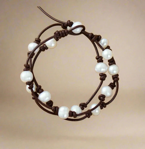 Freshwater Pearl Leather Bracelet - Moon Dance Charms