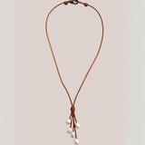 Freshwater Pearl Leather Necklace Choker - Moon Dance Charms