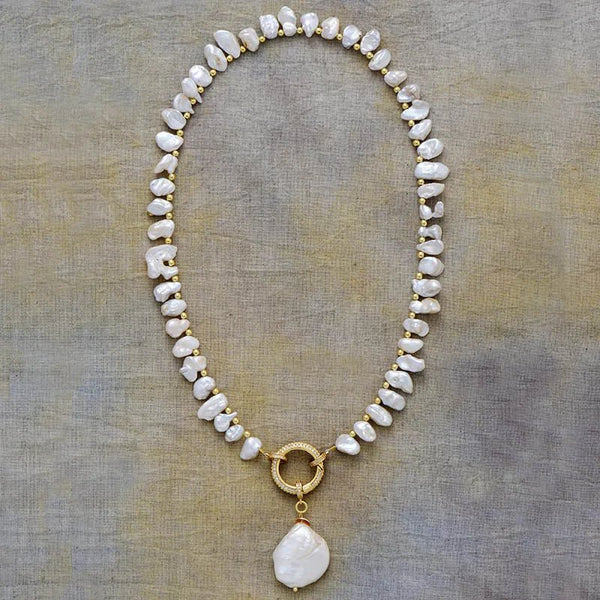 Freshwater Pearl Zircon Necklace - Moon Dance Charms