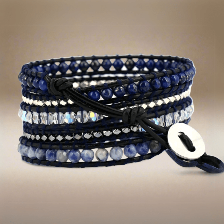 Goddess Leather beaded 5 Wrap Bracelet - Moon Dance Charms