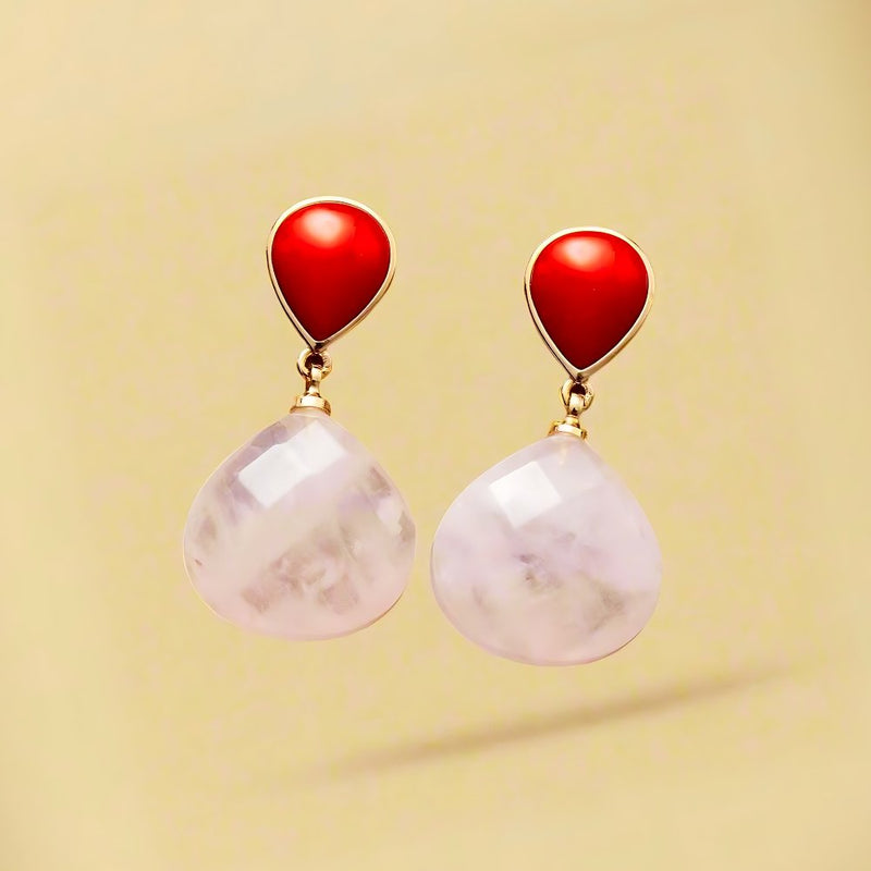 Gorgeous Red Rose Quartz Earrings - Moon Dance Charms