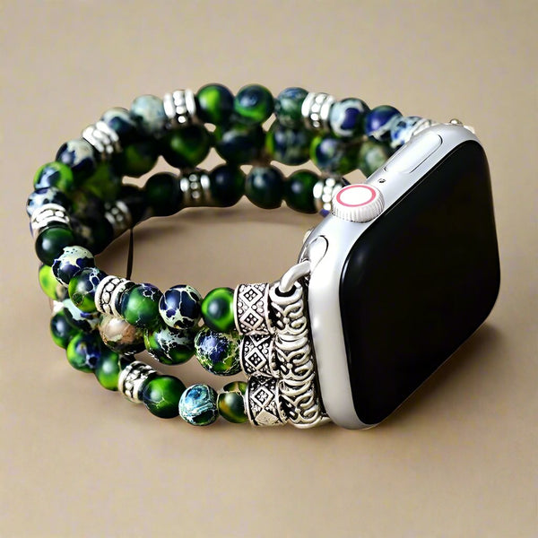 Green Apple Watch Band  Beaded- Moon Dance Charms