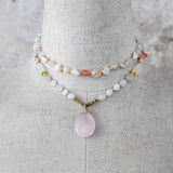 Harmony Necklace With Rose Quartz, Strawberry Quartz and Agate - Moon Dance Charms