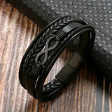 Infinity Leather Wrap Bracelet For Men - Moon Dance Charms