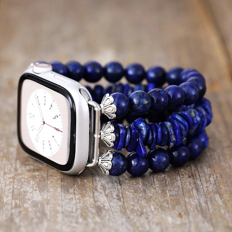 Intense Blue Beaded Apple Watch Band For Women
