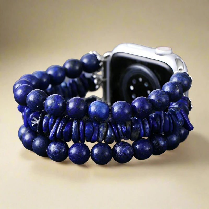 Intense Blue Beaded Apple Watch Band For Women
