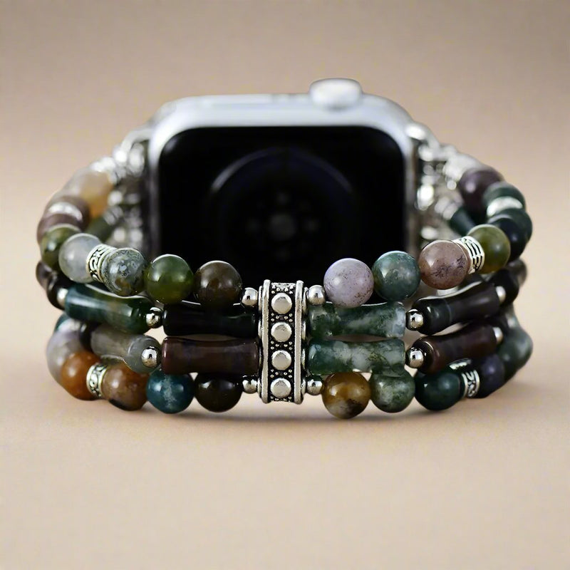 Jade Beaded Apple Watch Band Stretchable  For Women