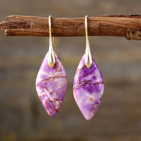 Jasper Purple Passion Stone Earrings - Moon Dance Charms