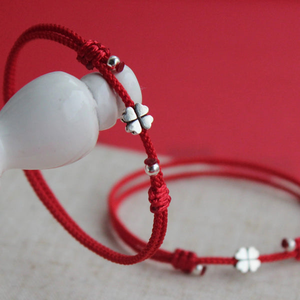 Leaf Heart Red Thread Bracelet - Moon Dance Charms