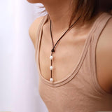 Leather and Pearl Necklace Choker - Moon Dance Charms