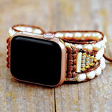 Lovely Pearls Boho Apple Watch Band Wrap - Moon Dance Charms