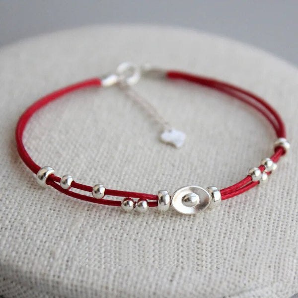 Lucky Red & Black Thread Bracelet 925 Sterling Silver - Moon Dance Charms