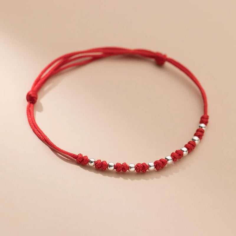 Lucky Red Rope Bracelet Lucky Charm with 925 Silver Moon dance