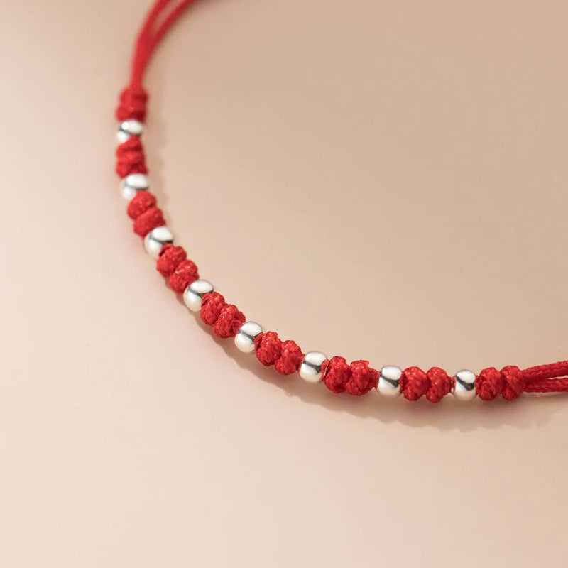 Lucky Red Rope Bracelet with 925 Silver Accents - Moon Dance Charms