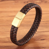 Brown Leather Bracelet For Men - brown color