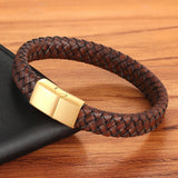 Brown Leather Bracelet For Men - brown color