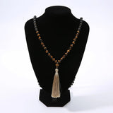 Mala Necklace Lava Rock and and Tiger Eye .