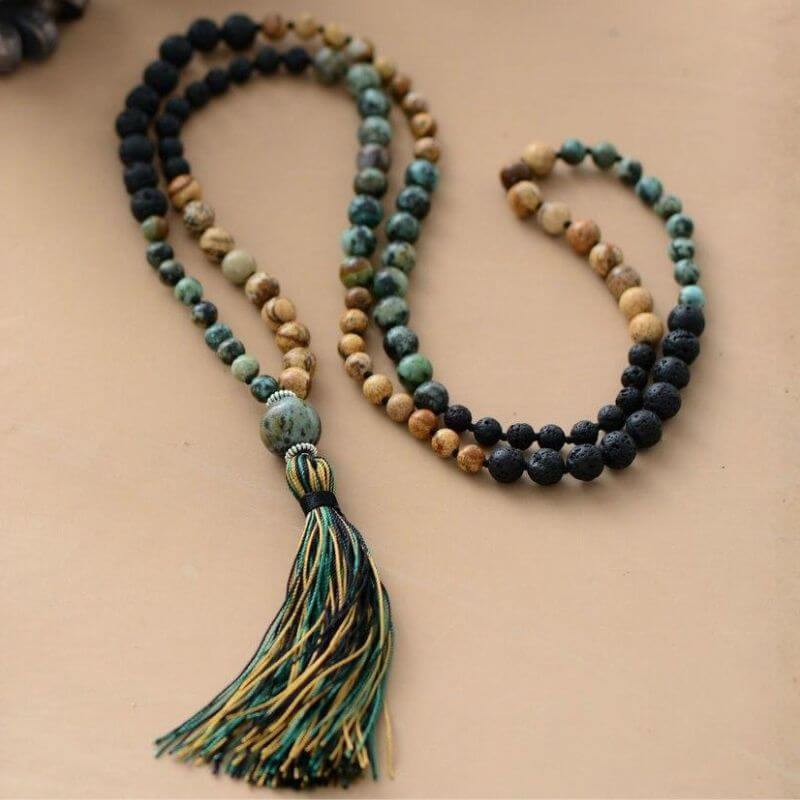 Mala beads Lava Stone Jasper