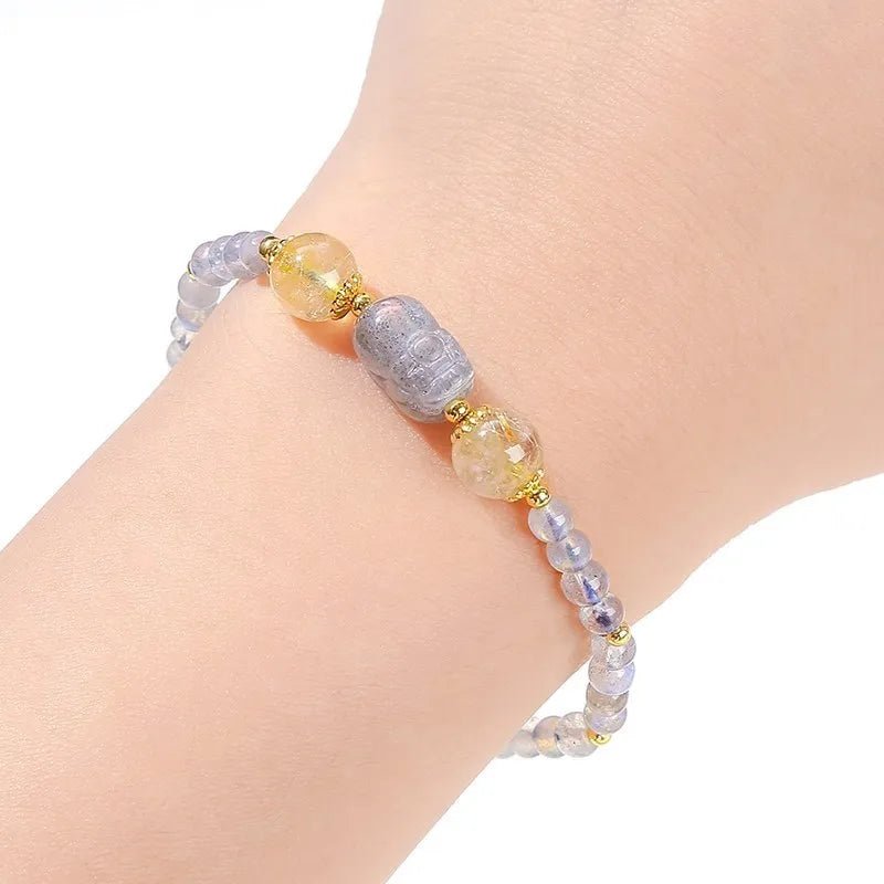 Moonstone and Quartz Pixiu Bracelet For Luck - Moon Dance Charms