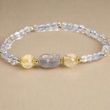 Moonstone and Quartz Pixiu Bracelet For Luck - Moon Dance Charms