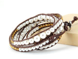 Mother of Pearls Leather Wrap Bracelet - Moon Dance Charms