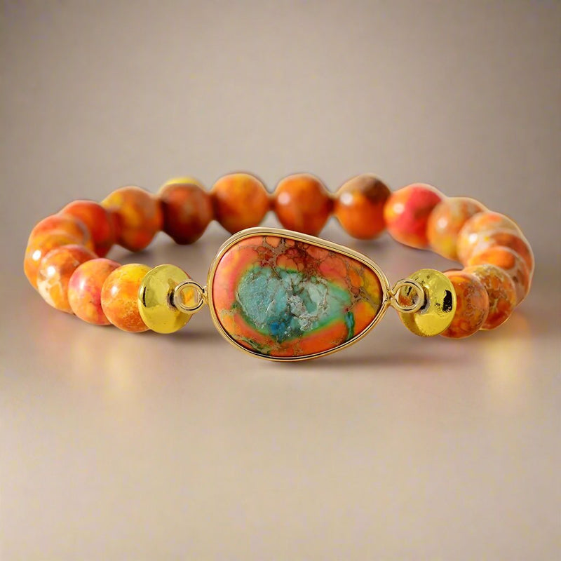 Orange Imperial jasper Stone Bracelet - Moon Dance Charms