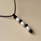 pearl leather necklace