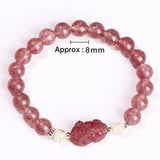 Pixiu Bracelet For Good Luck in Strawberry Quartz - Moon Dance Charms