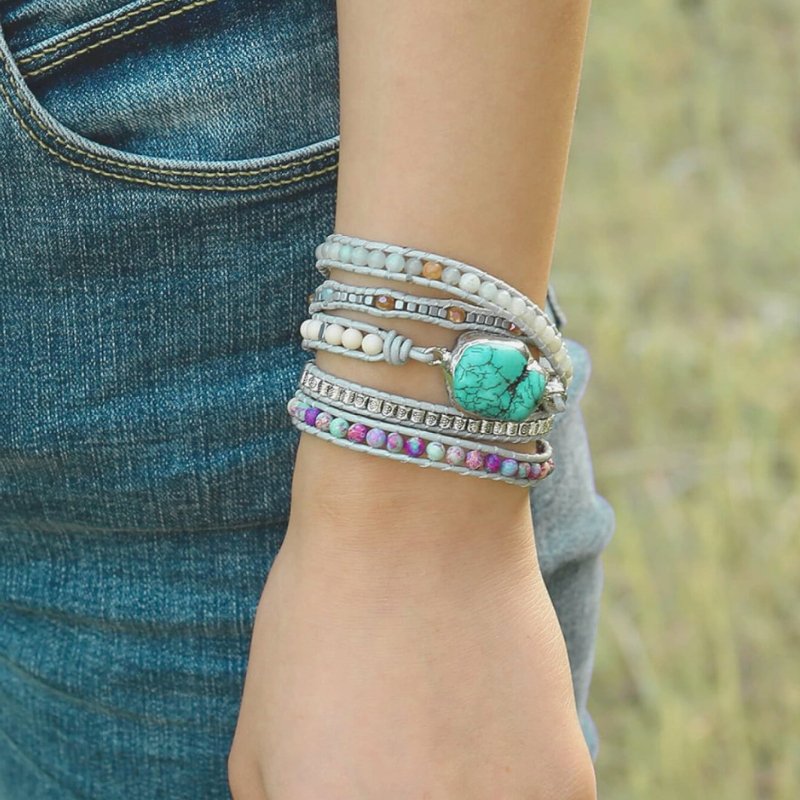 Positivity Boho Turquoise Wrap Bracelet - Moon Dance Charms