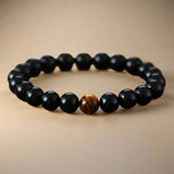 Powerful Black Onyx and Tiger Eye Bracelet Streachable - Moon Dance Charms