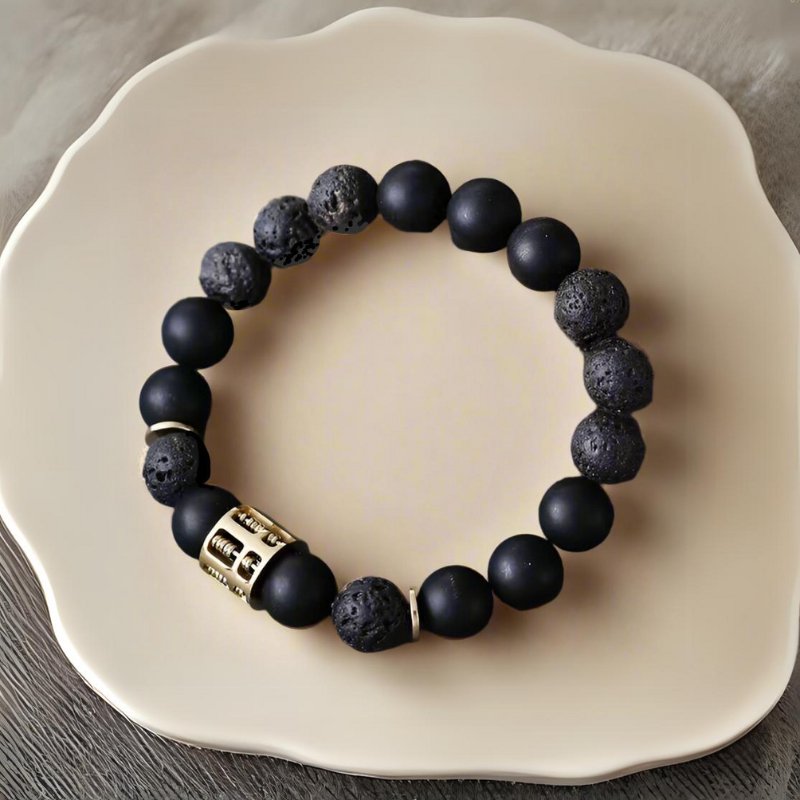 Powerful Lava Stone Bracelet with Black Onyx – Grounding Energy & Protection - Moon Dance Charms