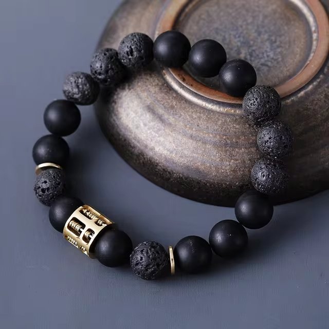 Powerful Lava Stone Bracelet with Black Onyx – Grounding Energy & Protection - Moon Dance Charms