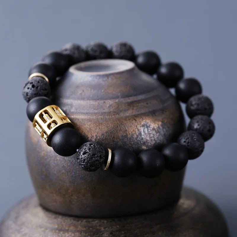 Powerful Lava Stone Bracelet with Black Onyx – Grounding Energy & Protection - Moon Dance Charms