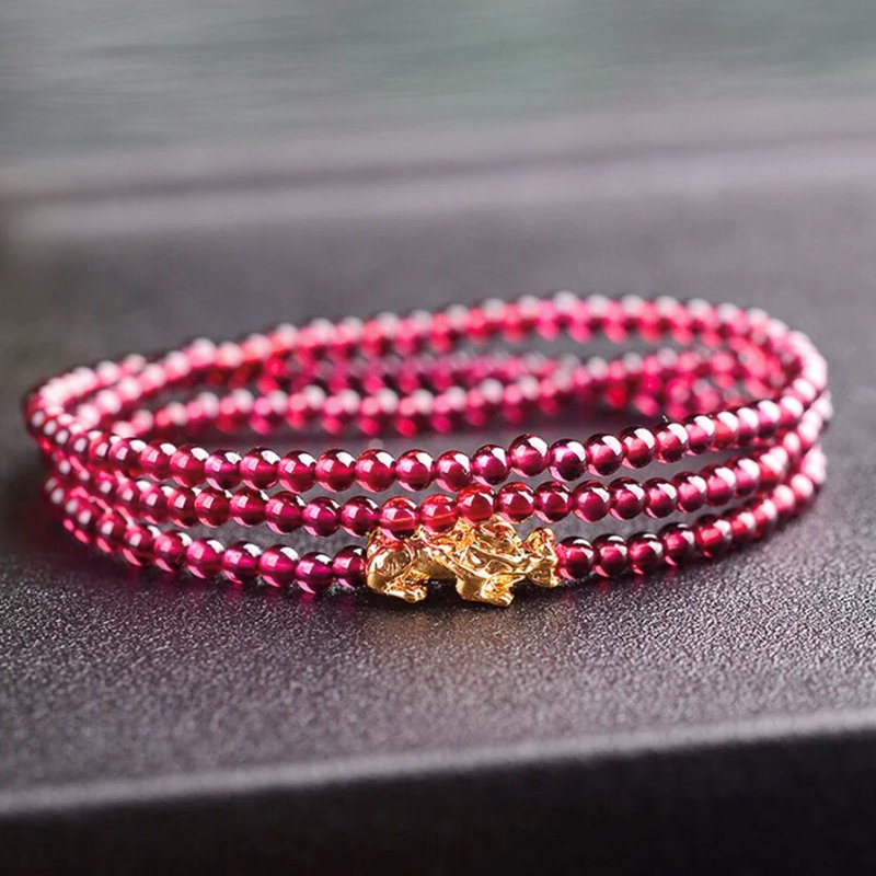 Prosperity Pixiu Bracelet For Women In Garnet - Moon Dance Charms