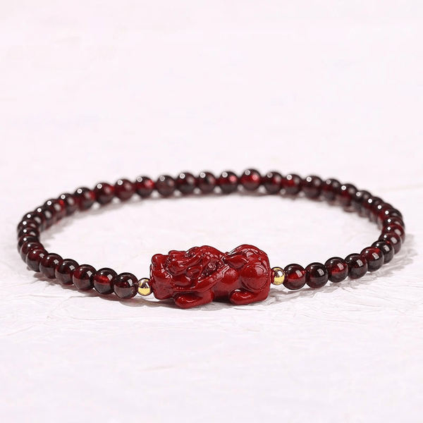 Prosperity Piyao Bracelet in Garnet – Enhance Wealth & Luck - Moon Dance Charms